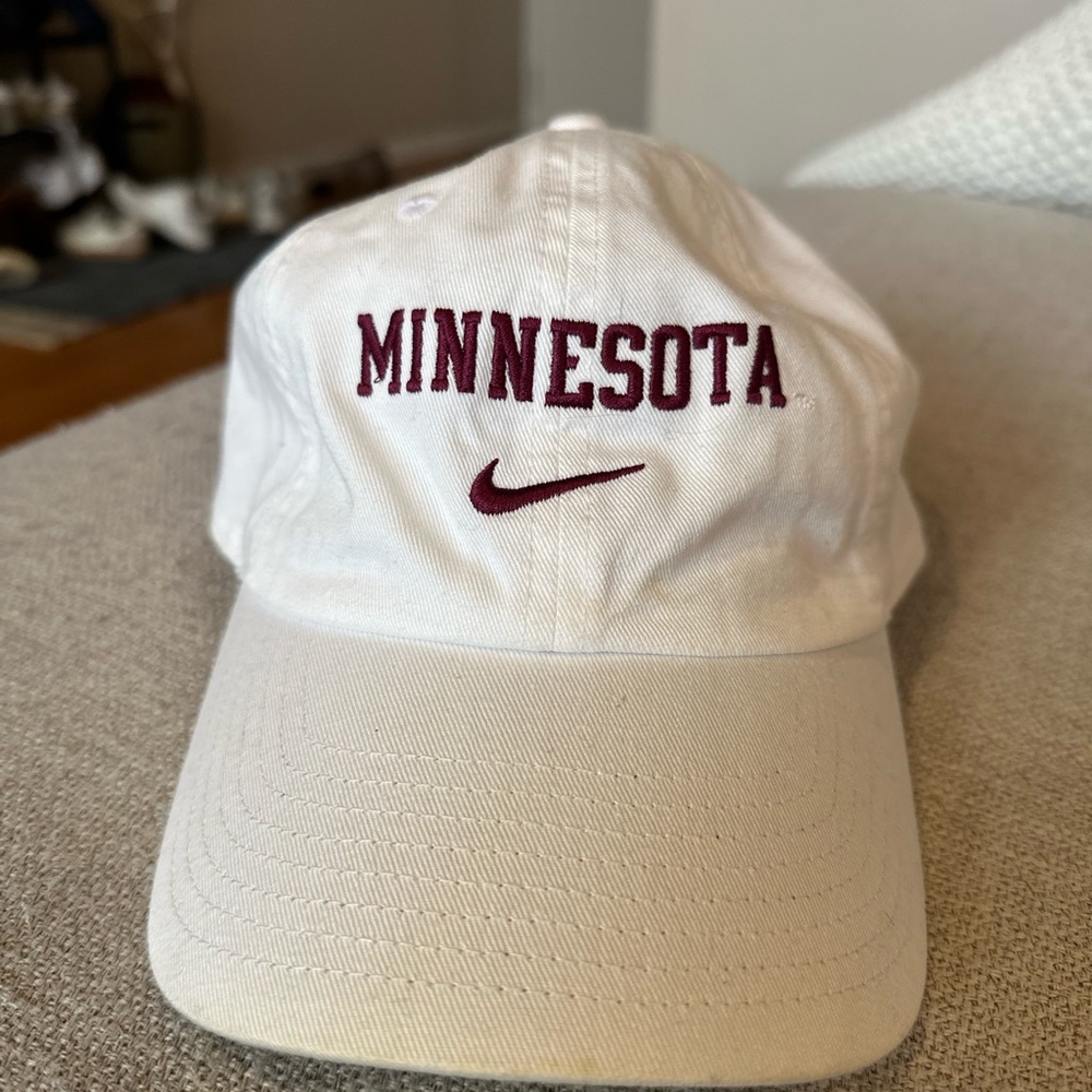 Nike White Cap with Maroon Minnesota Embroidery